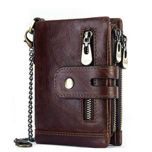 Load image into Gallery viewer, RFID Anti-Theft Swipe Wallet Tri-Fold Multi-Card Slot Crazy Horse Leather Men Leather Wallet