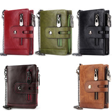 Load image into Gallery viewer, RFID Anti-Theft Swipe Wallet Tri-Fold Multi-Card Slot Crazy Horse Leather Men Leather Wallet