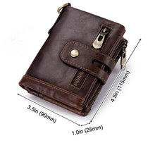 Load image into Gallery viewer, RFID Anti-Theft Swipe Wallet Tri-Fold Multi-Card Slot Crazy Horse Leather Men Leather Wallet