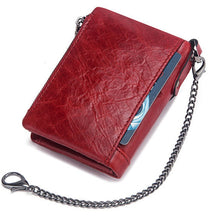 Load image into Gallery viewer, RFID Anti-Theft Swipe Wallet Tri-Fold Multi-Card Slot Crazy Horse Leather Men Leather Wallet