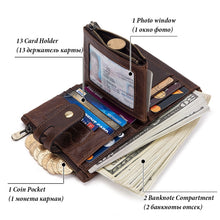 Load image into Gallery viewer, RFID Anti-Theft Swipe Wallet Tri-Fold Multi-Card Slot Crazy Horse Leather Men Leather Wallet