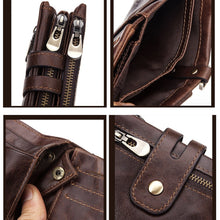 Load image into Gallery viewer, RFID Anti-Theft Swipe Wallet Tri-Fold Multi-Card Slot Crazy Horse Leather Men Leather Wallet