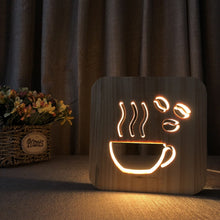 Load image into Gallery viewer, FS-T1879W 2.5W 3D Coffee LED Wooden Table Lamp Bedroom Night Light, Coffee