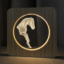 Load image into Gallery viewer, FS-A3762W 3D Horse Wooden Table Lamp Bedroom Night Light, Horse