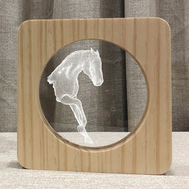 FS-A3762W 3D Horse Wooden Table Lamp Bedroom Night Light, Horse