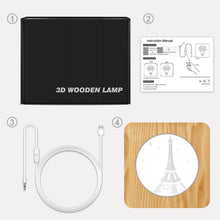 Load image into Gallery viewer, FS-A2821-02W Eiffel Tower Shape USB Solid Wood Table Lamp LED Night Light, Eiffel Tower