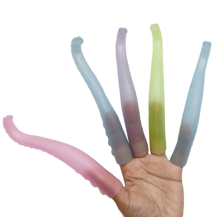 10 PCS TPR Soft Plastic Octopus Tentacles Finger Cover Toys Tricky Prank Finger Puppet, Random Color Delivery