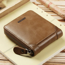 Load image into Gallery viewer, WEIXIER W98 Men Hand Take Short Wallet Zipper Bag, Dark Brown, Khaki, Black