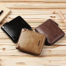 Load image into Gallery viewer, WEIXIER W98 Men Hand Take Short Wallet Zipper Bag, Dark Brown, Khaki, Black