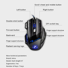 Load image into Gallery viewer, IMICE X7 2400 DPI 7-Key Wired Gaming Mouse with Colorful Breathing Light, Cable Length: 1.8m, Skin Black E-commerce Version, Sunset Yellow E-commerce Version, Skin Black Color Box Version, Sunset Yellow Color Box Version