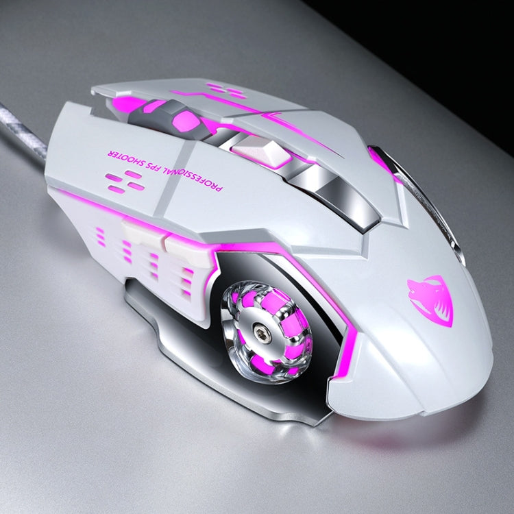 T-WOLF V6 USB Interface 6-Buttons 3200 DPI Wired Mouse Gaming Mechanical Macro Programming 7-Color Luminous Gaming Mouse, Cable Length: 1.5m, Macro Definition Audio Version Black Silver, Macro Definition Audio Version Iron Gray                         ...