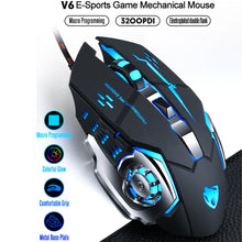 Load image into Gallery viewer, T-WOLF V6 USB Interface 6-Buttons 3200 DPI Wired Mouse Gaming Mechanical Macro Programming 7-Color Luminous Gaming Mouse, Cable Length: 1.5m, Macro Definition Audio Version Black Silver, Macro Definition Audio Version Iron Gray                         ...