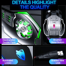 Load image into Gallery viewer, T-WOLF V6 USB Interface 6-Buttons 3200 DPI Wired Mouse Gaming Mechanical Macro Programming 7-Color Luminous Gaming Mouse, Cable Length: 1.5m, Macro Definition Audio Version Black Silver, Macro Definition Audio Version Iron Gray                         ...