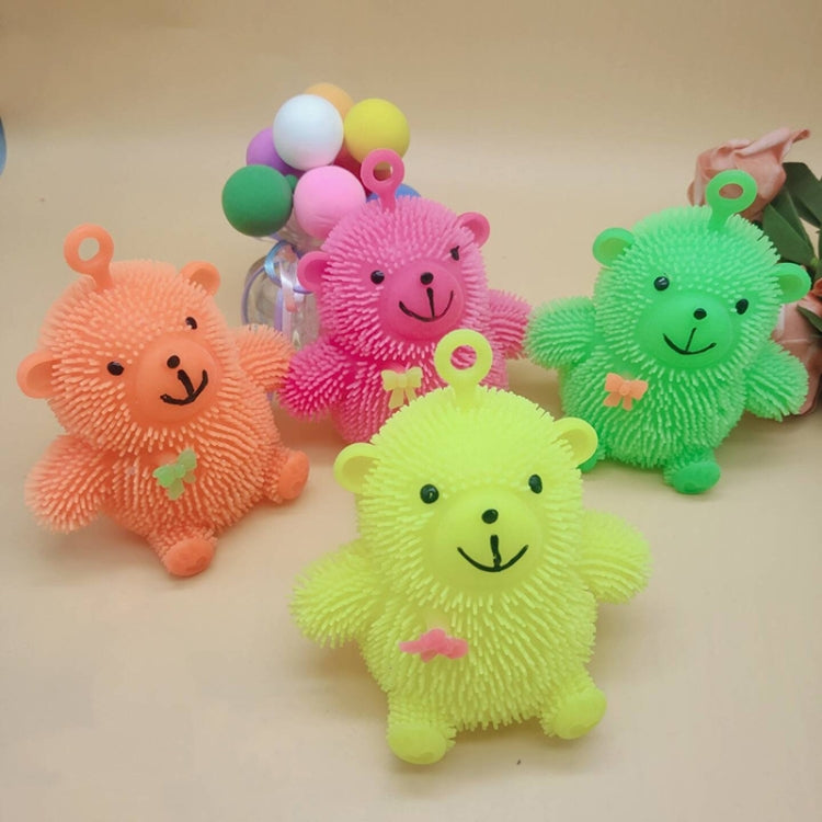 6 PCS Cartoon Light Vent Ball Sitting Bear Hair Flash Ball Flash Stress Ball Toys Bear, Color Random Delivery