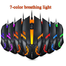 Load image into Gallery viewer, 2 PCS T-WOLF V1 USB Interface 3-Buttons 1200 DPI Wired Mouse 7-Color Backlit Gaming Mouse, Cable Length: 1.35m