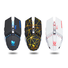 Load image into Gallery viewer, T-WOLF Q15 6-Buttons 1600 DPI Wireless Rechargeable Mute Office Gaming Mouse with 7 Color Breathing Light, Technology Black, Stars Black, Pearl White