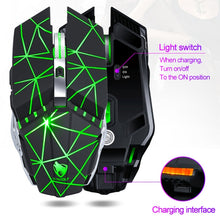 Load image into Gallery viewer, T-WOLF Q15 6-Buttons 1600 DPI Wireless Rechargeable Mute Office Gaming Mouse with 7 Color Breathing Light, Technology Black, Stars Black, Pearl White
