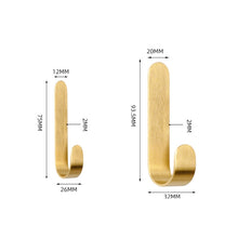 Load image into Gallery viewer, Brass Gold Color Brushed Hook Punch-Free Metal Hanging Hook, Small, Large