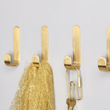 Load image into Gallery viewer, Brass Gold Color Brushed Hook Punch-Free Metal Hanging Hook, Small, Large