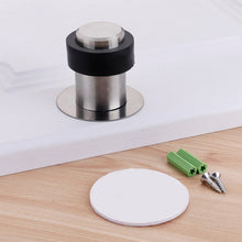 Load image into Gallery viewer, Rubber Anti-Collision Door Gear Punching Stainless Steel Round Door Resistant Home Floor-Shaped Cylindrical Door Touch, 46mm Punch, 60mm Punch, 80mm Punch, 46mm Punch-free, 60mm Punch-free, 80mm Punch-free, Brushed Steel 46mm With Plastic Head+Punch-fr...