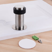 Load image into Gallery viewer, Rubber Anti-Collision Door Gear Punching Stainless Steel Round Door Resistant Home Floor-Shaped Cylindrical Door Touch, 46mm Punch, 60mm Punch, 80mm Punch, 46mm Punch-free, 60mm Punch-free, 80mm Punch-free, Brushed Steel 46mm With Plastic Head+Punch-fr...