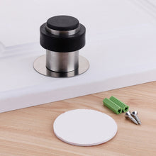 Load image into Gallery viewer, Rubber Anti-Collision Door Gear Punching Stainless Steel Round Door Resistant Home Floor-Shaped Cylindrical Door Touch, 46mm Punch, 60mm Punch, 80mm Punch, 46mm Punch-free, 60mm Punch-free, 80mm Punch-free, Brushed Steel 46mm With Plastic Head+Punch-fr...