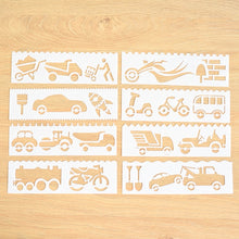 Load image into Gallery viewer, HB-9 Long Series 8 in 1 Drawing Ruler Hand Account Multi-Function Hollow Flower Edge Filling Template, Wave Letters, Cartoon Animals, Flowers, Architecture, Car, Leaves, Weather, Cruise Ship