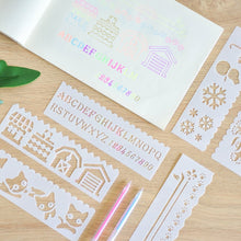 Load image into Gallery viewer, HB-9 Long Series 8 in 1 Drawing Ruler Hand Account Multi-Function Hollow Flower Edge Filling Template, Wave Letters, Cartoon Animals, Flowers, Architecture, Car, Leaves, Weather, Cruise Ship