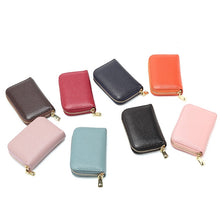 Load image into Gallery viewer, 1626 Short RFID Anti-Theft Brush Multiple Card-Binding Card Package Ladies Cowhide Zipper Wallet, Red Wine, Purple, Black, Pink, Royal Blue, Orange, Brown, Linen Blue