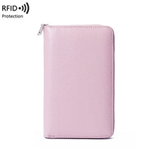 Load image into Gallery viewer, 1659 Leather Belly Passport Bag RFID Long Wallet Men And Women Documents Package Multi-Function Zipper Mobile Phone Package, Yellow, Black, Wine Red, Brown, Army Green, Lotus Color, Orange, Lavender Purple, Linen Blue