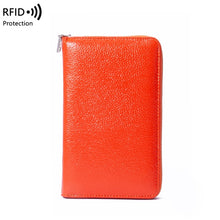 Load image into Gallery viewer, 1659 Leather Belly Passport Bag RFID Long Wallet Men And Women Documents Package Multi-Function Zipper Mobile Phone Package, Yellow, Black, Wine Red, Brown, Army Green, Lotus Color, Orange, Lavender Purple, Linen Blue