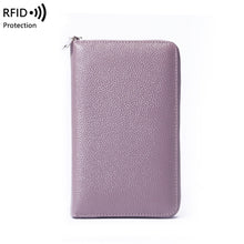 Load image into Gallery viewer, 1659 Leather Belly Passport Bag RFID Long Wallet Men And Women Documents Package Multi-Function Zipper Mobile Phone Package, Yellow, Black, Wine Red, Brown, Army Green, Lotus Color, Orange, Lavender Purple, Linen Blue