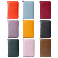 Load image into Gallery viewer, 1659 Leather Belly Passport Bag RFID Long Wallet Men And Women Documents Package Multi-Function Zipper Mobile Phone Package, Yellow, Black, Wine Red, Brown, Army Green, Lotus Color, Orange, Lavender Purple, Linen Blue