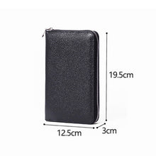 Load image into Gallery viewer, 1659 Leather Belly Passport Bag RFID Long Wallet Men And Women Documents Package Multi-Function Zipper Mobile Phone Package, Yellow, Black, Wine Red, Brown, Army Green, Lotus Color, Orange, Lavender Purple, Linen Blue