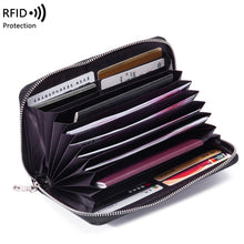 Load image into Gallery viewer, 1659 Leather Belly Passport Bag RFID Long Wallet Men And Women Documents Package Multi-Function Zipper Mobile Phone Package, Yellow, Black, Wine Red, Brown, Army Green, Lotus Color, Orange, Lavender Purple, Linen Blue