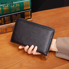 Load image into Gallery viewer, 1659 Leather Belly Passport Bag RFID Long Wallet Men And Women Documents Package Multi-Function Zipper Mobile Phone Package, Yellow, Black, Wine Red, Brown, Army Green, Lotus Color, Orange, Lavender Purple, Linen Blue