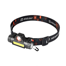 Load image into Gallery viewer, 2 PCS 101 USB Rechargeable Headlight Glare Flashlight Magnet Camping Light Outdoor Fishing Light, Headlight + USB Cable, Headlight + Bicycle Frame + USB Cable