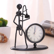 Load image into Gallery viewer, Iron Stainless Steel Small Table Clock Retro Personality Clock Birthday Gift, C61 Violin Clock, C62 Cello Clock, C63 Flute Clock, C64 Accordion Clock, C66 Trombone Clock, C67 French Horn Clock, C68 Guitar Clock, C69 Saxophone Clock, C70 Bes Clock