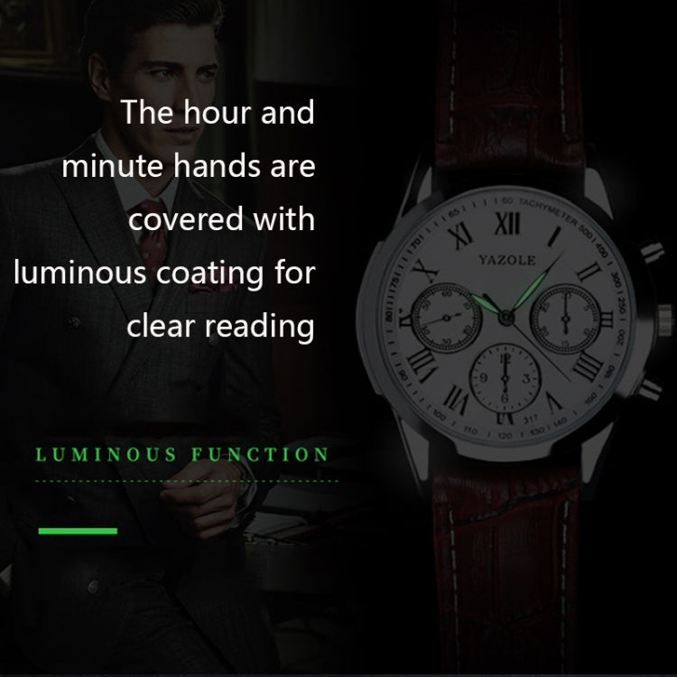 YAZOLE 271 Three-Eye Six-Hand Watch Men Auartz Watch Waterproof Business Watch