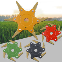 Load image into Gallery viewer, Toothed Mower Blade Six-Leaf Cyclone Blade Agricultural Weeder Parts, Golden Blade Bagged Gray, Golden Blade Bagged Green, Golden Blade Bagged Yellow, Golden Blade Bagged Red