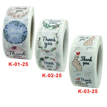 Load image into Gallery viewer, 10 Rolls Thank You Floral Sticker Wedding Gift Decoration Sticker, K-01-25, K-02-25, K-03-25h