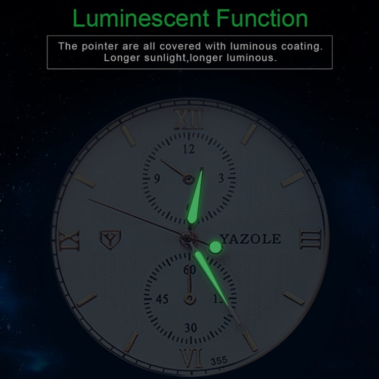 YAZOLE 355 Two-eyes Luminous Business Men Quartz Watch