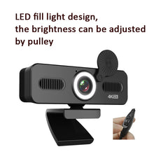 Load image into Gallery viewer, Network High-Definition Computer Camera Drive-Free Beautifying Light Camera with Omnidirectional Microphone, Cable Length: 1.8m, 1080P, 2K, 4K