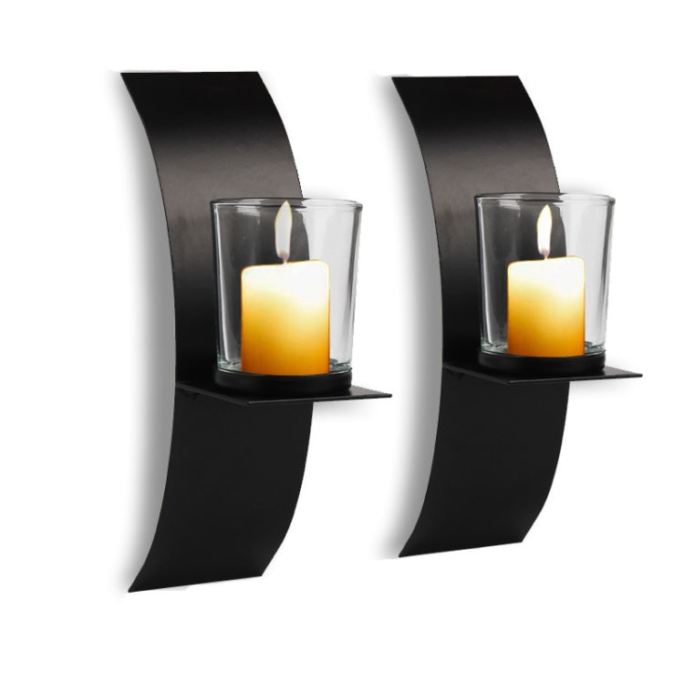 2 PCS BS2001 Three-Dimensional Arc Wall Hanging Iron Candlestick Wall Decoration, Arc Wall Hanging Iron