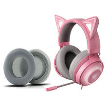 Load image into Gallery viewer, 2 PCS Ice Feeling Gel Earmuffs Sponge Sleeve Earmuffs Are Suitable for Razer Meng Cat Pink Crystal Edition Beihai Giant Monster V2 RGB Symphony Headphones, Black, Gray