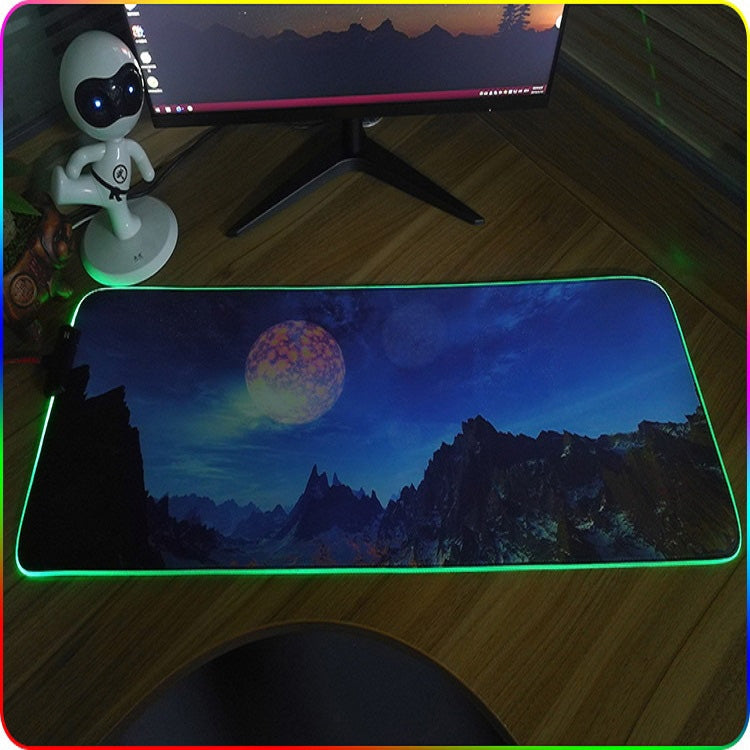 F-01 Rubber Thermal Transfer RGB Luminous Non-Slip Mouse Pad, 250x350x3mm, 250x350x4mm, 260x390x3mm, 260x390x4mm, 300x350x3mm