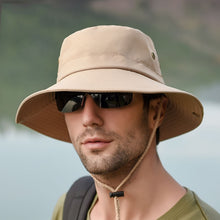 Load image into Gallery viewer, Outdoor Sun Hat Hiking Big Brim Breathable Sunscreen Fisherman Hat, Green Gray, Dark Gray, Brown, Khaki, Black, Navy, Beige