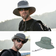 Load image into Gallery viewer, Outdoor Sun Hat Hiking Big Brim Breathable Sunscreen Fisherman Hat, Green Gray, Dark Gray, Brown, Khaki, Black, Navy, Beige
