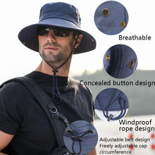 Load image into Gallery viewer, Outdoor Sun Hat Hiking Big Brim Breathable Sunscreen Fisherman Hat, Green Gray, Dark Gray, Brown, Khaki, Black, Navy, Beige