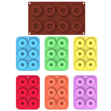 Load image into Gallery viewer, Oven Baking Tools Silicone Cake Donut Mold, 8 Even Brown, 6 Even Blue, 6 Even Purple, 6 Even Green, 6 Even Orange, 6 Even Yellow, 6 Even Red
